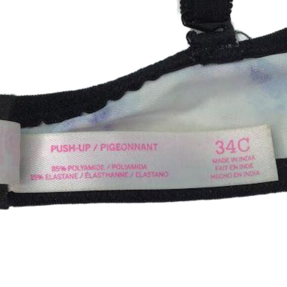PINK Victoria Secret 34C Push Up Bra Underwire Blue Tie Dye Adjustable Straps - Picture 6 of 8